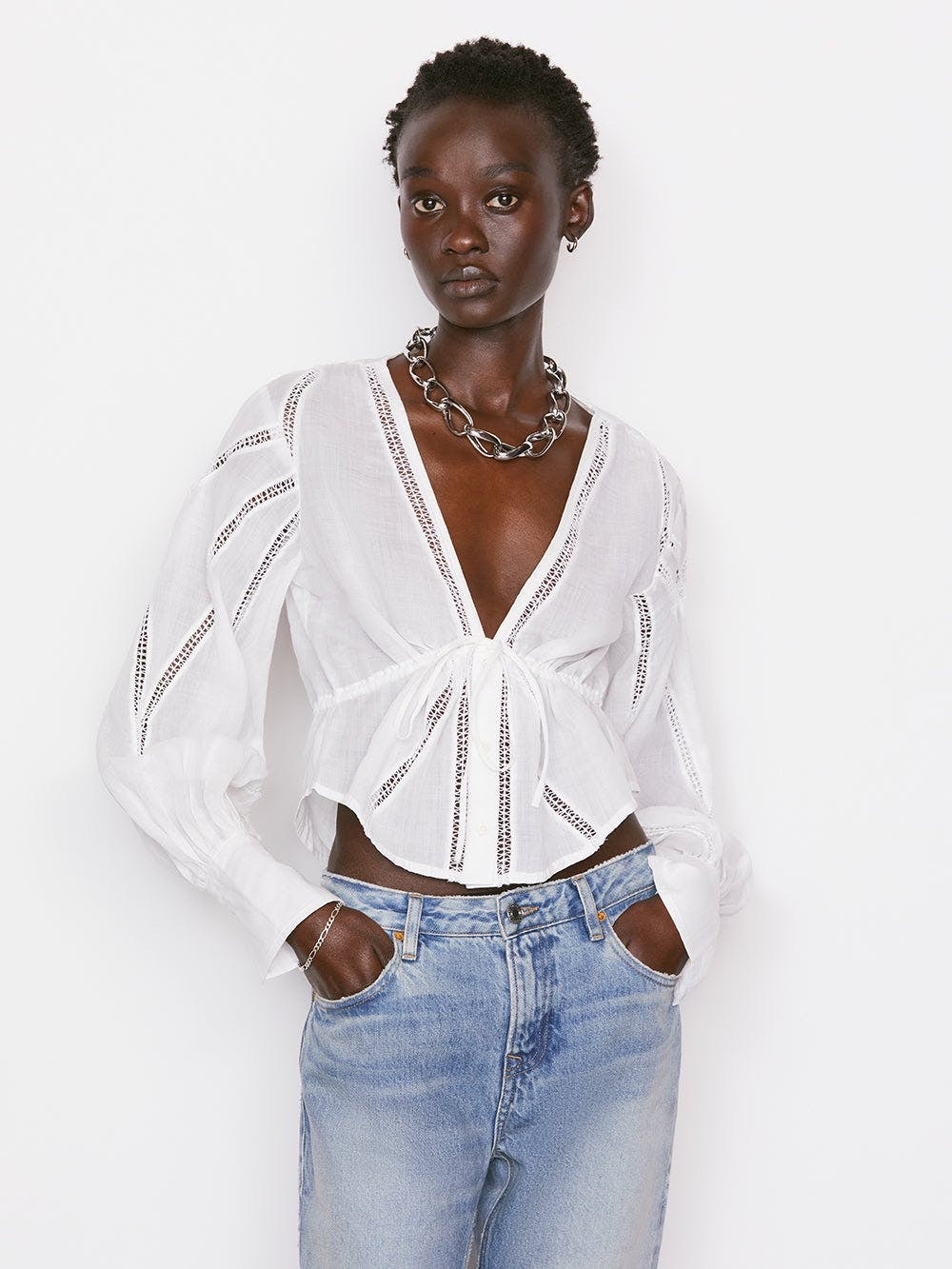 Frame Inset Lace Empire Blouse - Picture 3 of 3